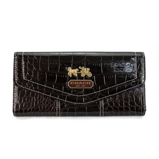 Coach Madison In Embossed Large Coffee Wallets EDO | Women - Click Image to Close